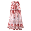 Three-piece bikini set tropical print red and white mesh cover-up skirt - One Size / Beach Dress / Red