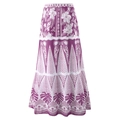 Three-piece bikini set long purple mesh skirt with tropical parrot and floral print - One Size / Beach Dress / Purple