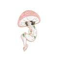Cartoon girl mushroom metal badge brooch with pink polka dot hat and gold plating - Pink Cap (xz5884)