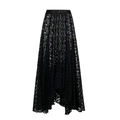 Elegant black lace high waist cover-up skirt with chevron patterns and irregular hemline - One Size / Bottoms / Black