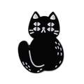 Emaille speldje zwarte cartoon kat met vier ogen, geometrische metalen badge voor kleding - Vierogige Kat (QHXZ3739)