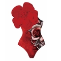 Traje de baño rojo de un hombro con flor 3D y estampado de rosas para mujer - Rosas Rojas Y150 / S