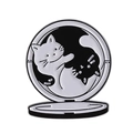 Cartoon-Emaille-Pin mit schwarz-weißen Katzen im Yin-Yang-Design und Metallrahmen - Qhxz3742
