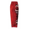 Elegant deep red floral sarong wrap skirt with large rose print and high waist tie - One Size / Bottoms / Red Rose