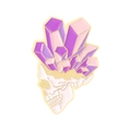 Gothic skull enamel pin with purple crystals and gold metal trim on a white background - Crystal Skull Style (XZ5201)
