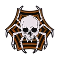 Gothic skull spider enamel pin with orange spider web background for Halloween - Spider Web Skull Style (xz6811)