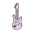 Mini electric guitar enamel pin with white body and black star icon music badge - White Guitar Style (SXZ394)