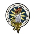 Enamel brooch badge featuring white candle on gold torch with Rage against the light text - Burning Candle Pattern Style (QHXZ4188) / Colorful