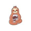 Cartoon sloth enamel pin holding a Dr Pepper soda can with polished metal edges - Drink Can Logo Style (QHXZ3056)