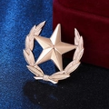Golden star brooch with laurel wheat ears in military style on velvet background - Gold Wheat Pentagram Badge Style (NSXZ017)