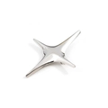 Spilla a stella in argento lucido con motivo a spiga e fiore per colletti - Stile Stella a Quattro Punte Argentata Semplice (SXZ701)
