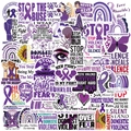 Lot de 50 stickers violets contre la violence domestique pour ordinateur et guitare - Thème Sensibilisation Violence Domestique Autocollants Violets