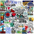 Set di 50 adesivi graffiti New York City per decorazione di laptop e valigie DIY - Tema New York City