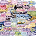 Set di 50 adesivi graffiti cartoon INS impermeabili per laptop e decorazione chitarra - Serie Testo Graffiti