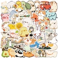 50 autocollants mignons d'animaux cartoon pour ordinateur portable et bagages DIY - Ensemble multi-motifs de dessins animés