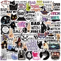 Lot de 50 autocollants Bad Witch Vibes imperméables pour décorer PC et guitare - Style Bad Witch Vibes (OPQ155)