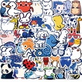 50 autocollants animaux bleus imperméables pour ordinateurs et bagages décoration DIY - Série d'Animaux de Dessin Animé Bleu