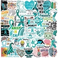 Set of 50 teal mental health and anxiety awareness stickers for laptop and guitar decoration - Anxiety Awareness Theme (UU139)