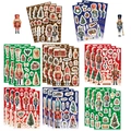 Set van 8 vintage Notenkraker stickers met kerstbomen en ornamenten voor DIY handwerk - Notenkraker serie