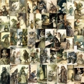 50pcs vintage animal illustration stickers for laptops and guitars featuring fairytale art - Anthropomorphic Animal Illustration (OPQ192)