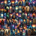 Lot de 78 autocollants tarot imperméables pour ordinateur et guitare au style mystique - Défaut