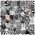 Set di 52 adesivi graffiti geometrici bianco e nero per decorazioni fai-da-te per laptop - Stile Geometrico Bianco e Nero