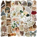 50pcs Vintage aesthetic waterproof stickers set for scrapbooking with flowers and art - Vintage Artistic Style / 50 Sheets