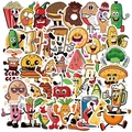 50 pieces of funny cartoon food stickers with vibrant hand-drawn rubber hose style graphics - Default
