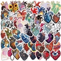 52er Set anatomische Herz Sticker mit Kunstmotiven für Laptop und DIY Dekoration - Künstlerische Herz Serie