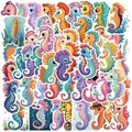 50 pieces colorful seahorse cartoon graffiti stickers for laptop luggage DIY waterproof - Seahorse Series