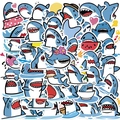 Waterproof blue cartoon shark sticker set for decorating laptops and luggage cases - Blue Shark Style