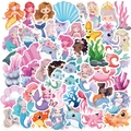 50pcs waterproof little mermaid cartoon stickers for laptop, guitar and luggage DIY - Mermaid Sea Theme Series