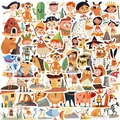 Set mit 55 Cartoon-Urzeitfiguren-Aufklebern für Laptops und Gitarren - Prähistorische Zeichentrickfiguren (OPQ282)