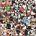 50 adesivi impermeabili con pinguini e sciarpa rossa per laptop e valigie fai-da-te - Fantasia a Pinguino