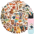 50pcs waterproof cartoon animal stickers for laptop and bottle decoration with white borders - Animal Illustration Style