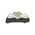 Enamel book pin with flowers and just one more chapter text on white background - Just One More Chapter Floral (XZ8662)
