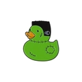 Funny green Frankenstein duck enamel pin with stitched details and metal bolts badge - Green Frankenstein Duck (QHXZ3258)