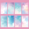 Set di 8 biglietti adesivi fai-da-te con acquerello sognante in colori pastello - Sfondo Sfumato Chiaro 1