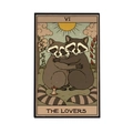 Insigne de style tarot VI The Lovers avec deux ratons laveurs qui s'embrassent - Tarot Les Amoureux Raton Laveur (UVXZ139)