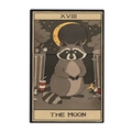Badge émaillé créatif de raton laveur style carte de Tarot XVIII La Lune rétro - Tarot La Lune Raton Laveur (UVXZ141)
