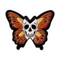 Pin's émaillé papillon gothique avec aile monarque orange et motif de crâne - Crâne et Papillon Orange (QHXZ5095)