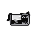 Cute black cat in white container enamel pin, minimalist animal lapel badge accessory - Cat in Square Box (QHXZ074)