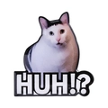 Süße weiße Katzen-Anstecknadel mit lustigem HUH-Meme-Muster für Kleidung und Taschen - Uvxz159
