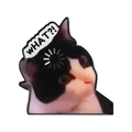 Lustige Mem-Katze Brosche aus Weißblech mit Ladesymbol und What?! Sprechblase - Ladende Schwarz-Weiß Katze Stil(UVXZ160)