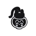 Pin's émaillé de chat noir dans un bol blanc avec motif minimaliste de visage de chat - Style Chat Noir Assis Dans Un Récipient (QHXZ078)