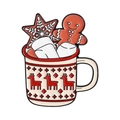 Broche navideño de esmalte con taza de reno, hombre de jengibre y diseño de estrella - Estilo de Taza de Hombre de Jengibre (QHXZ5028)