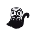 Spilla smaltata gatto nero con maschera bianca per abbigliamento e decorazione borse - Gatto Con Casco (QHXZ080)