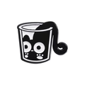 Spilla smaltata gatto nero punk in tazza bianca per decorazione di abbigliamento - Stile Gatto Nero In Tazza Con Stampa DO (QHXZ081)