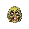 Classic yellow monster enamel pin with red lips and dark eyes for Halloween accessories - Quirky Monster Head Style (QHXZ008)