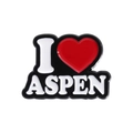 Spilla a cuore in smalto con scritta I Love Aspen e finitura nera e bianca - Stile I Love ASPEN (QHXZ188)